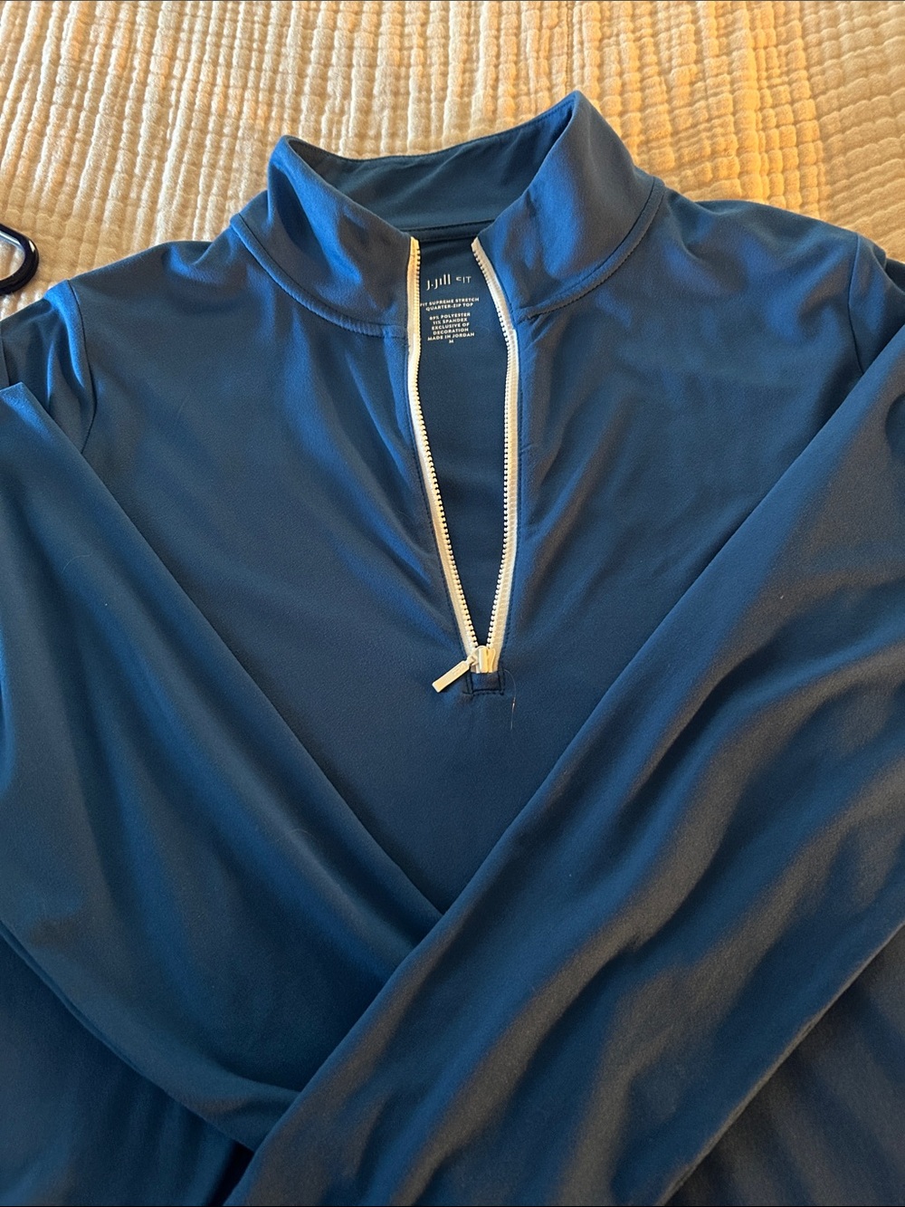 J. Jill Navy Quarter-Zip Top with Golden Zipper - Picture 3 of 6